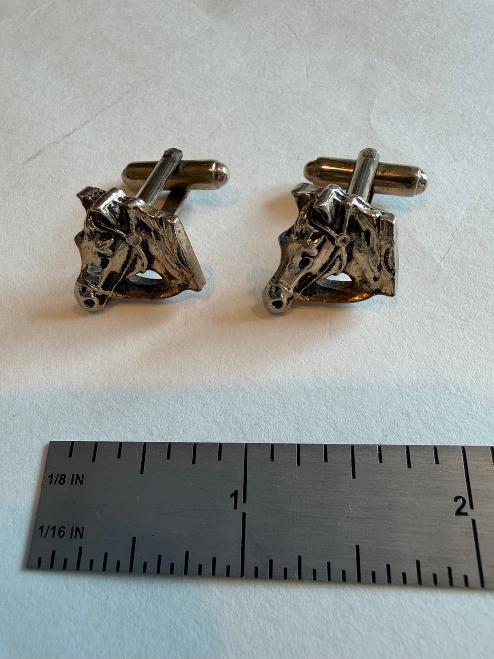 Silver-Gold-toned Horse Head Cufflinks